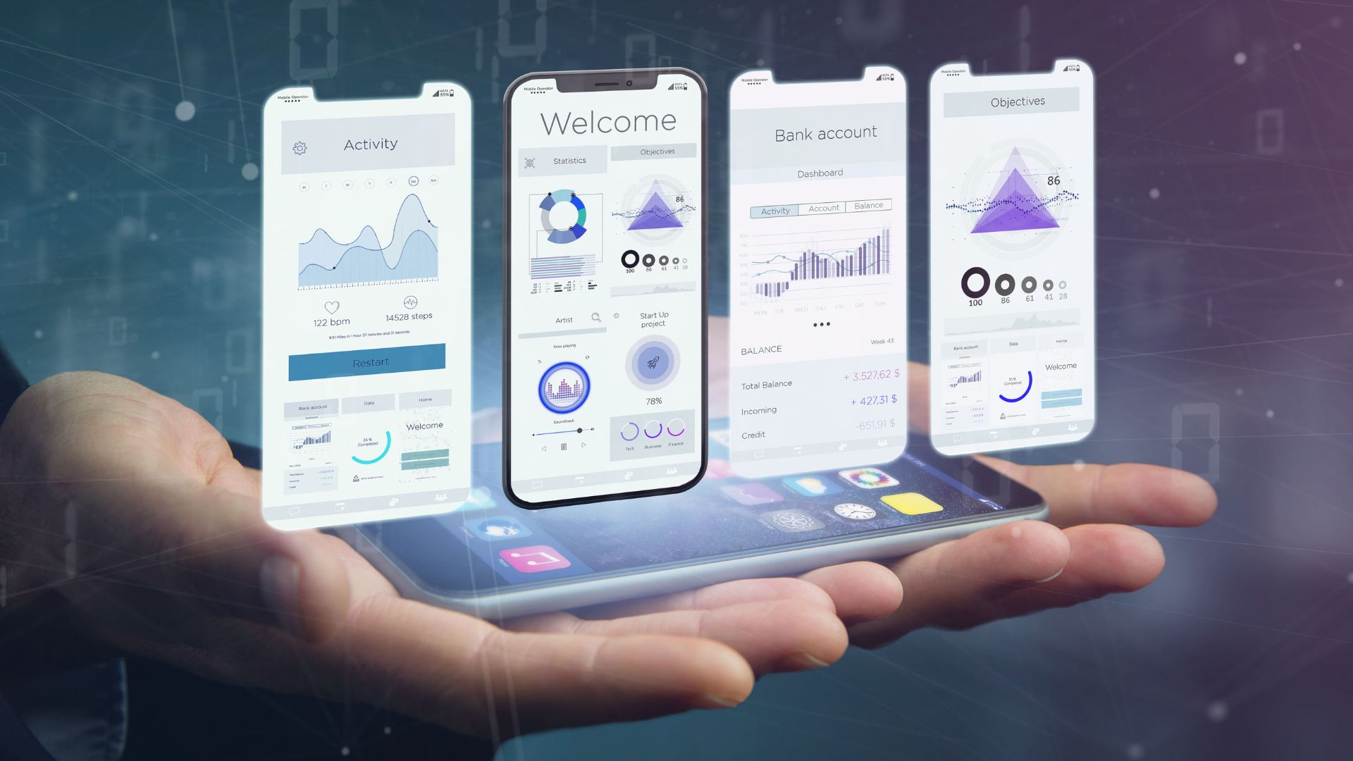 application interface ui smartphone 3d rendering