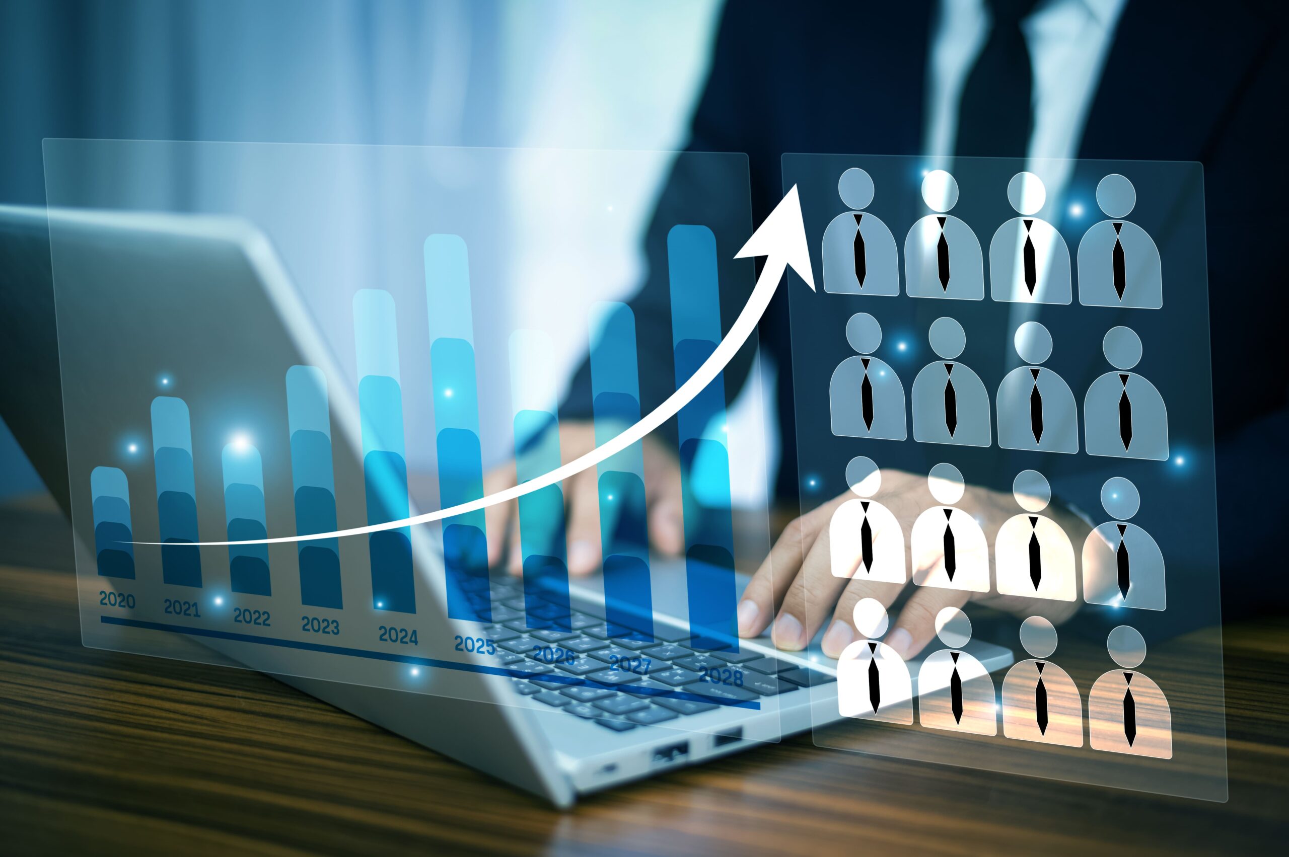 businessman uses ai artificial intelligence understand customer behavior optimize target strategy drive business growth competitive market scaled